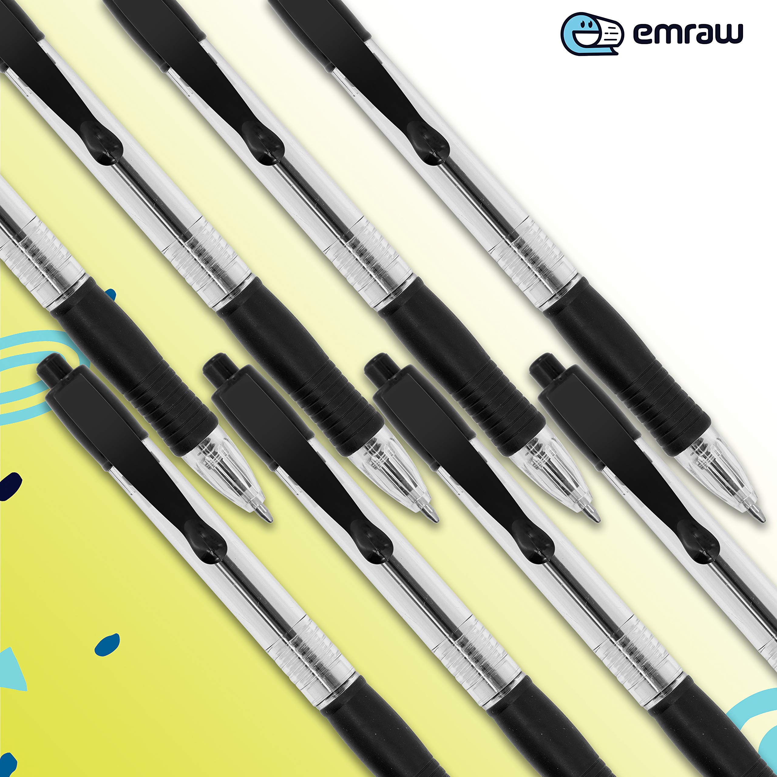 Emraw 4 Black Retractable Ballpoint Pens - Smooth Writing, Comfort Grip, 48-Pack for Home, School, Office & Workspace - Ideal for Note Taking, Journaling & Everyday Use