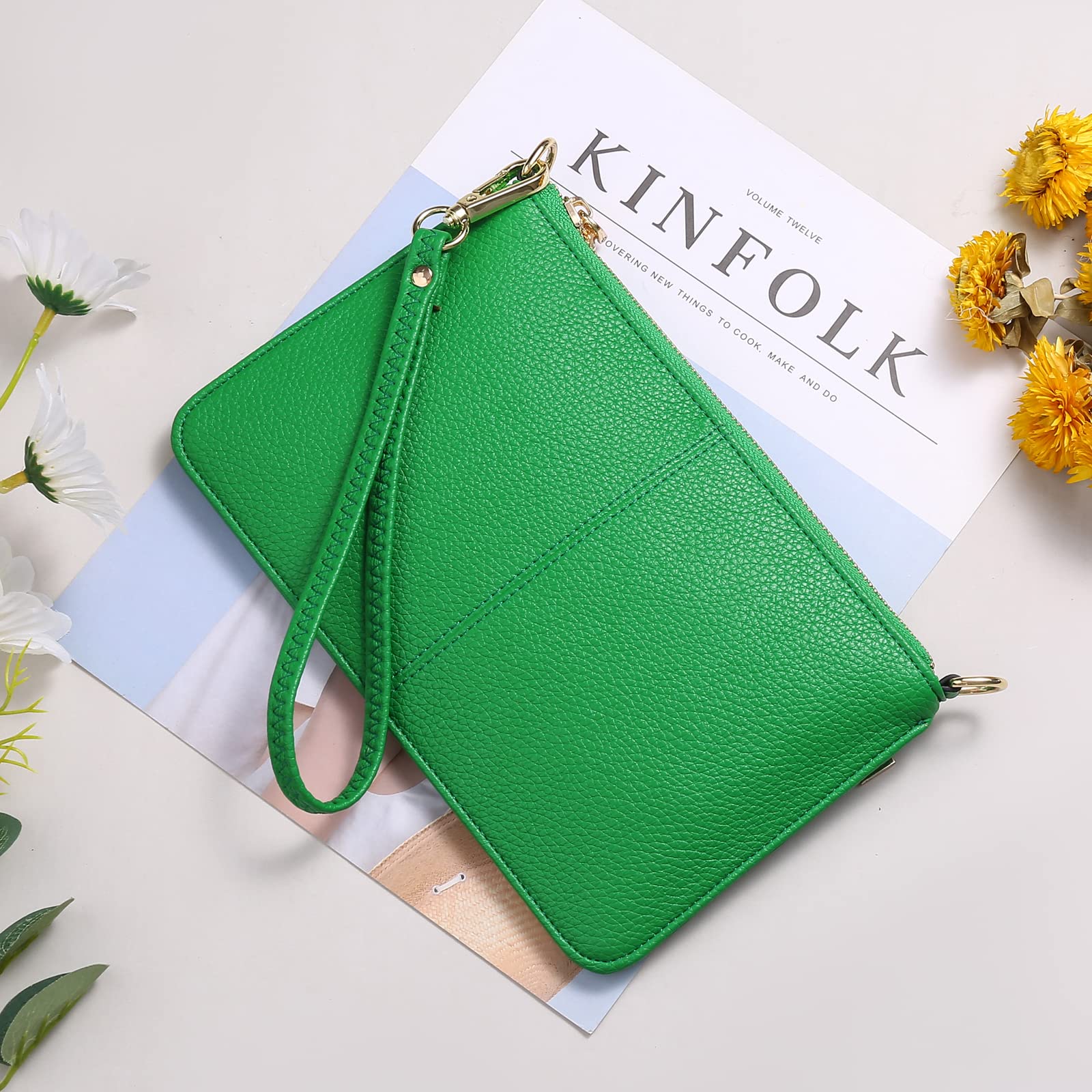 SENDEFN Genuine Leather Wristlet Clutch Purse for Women - RFID Blocking Crossbody Shoulder Bag with Multiple Card Slots | Perfect for Everyday Use, Travel, and Night Out
