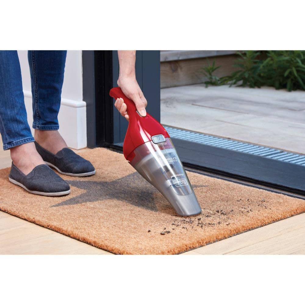 Black & Decker 3.6V Cordless Handheld Vacuum Cleaner with 1.5AH Battery - Lightweight Portable Red Vacuum for Car, Home, and Office Cleaning