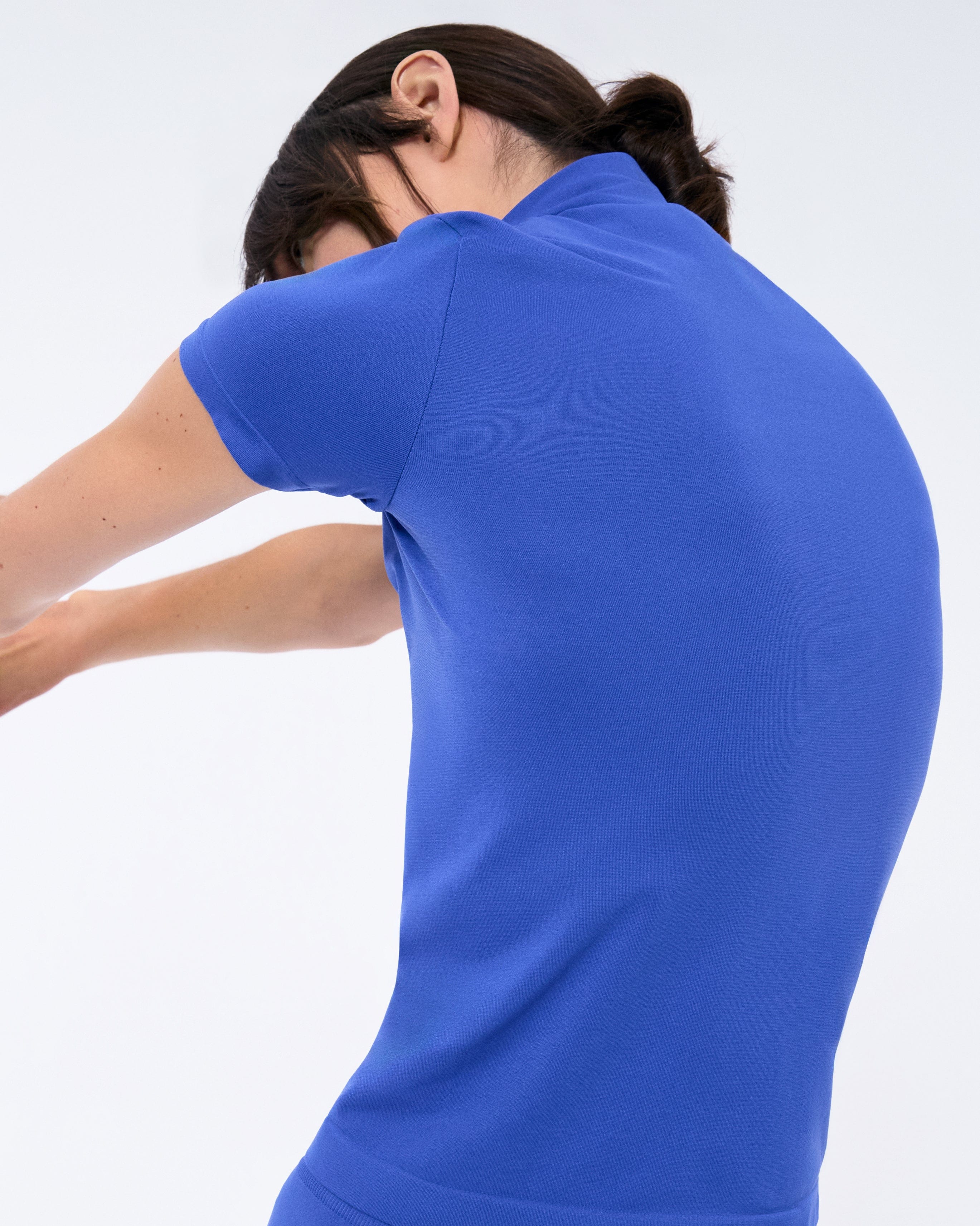 Eco-Friendly Women's 99% Bio-Based Zippered Short Sleeve T-Shirt - Gaia Blue | Sustainable Casual Wear for Everyday & Outdoor Activities