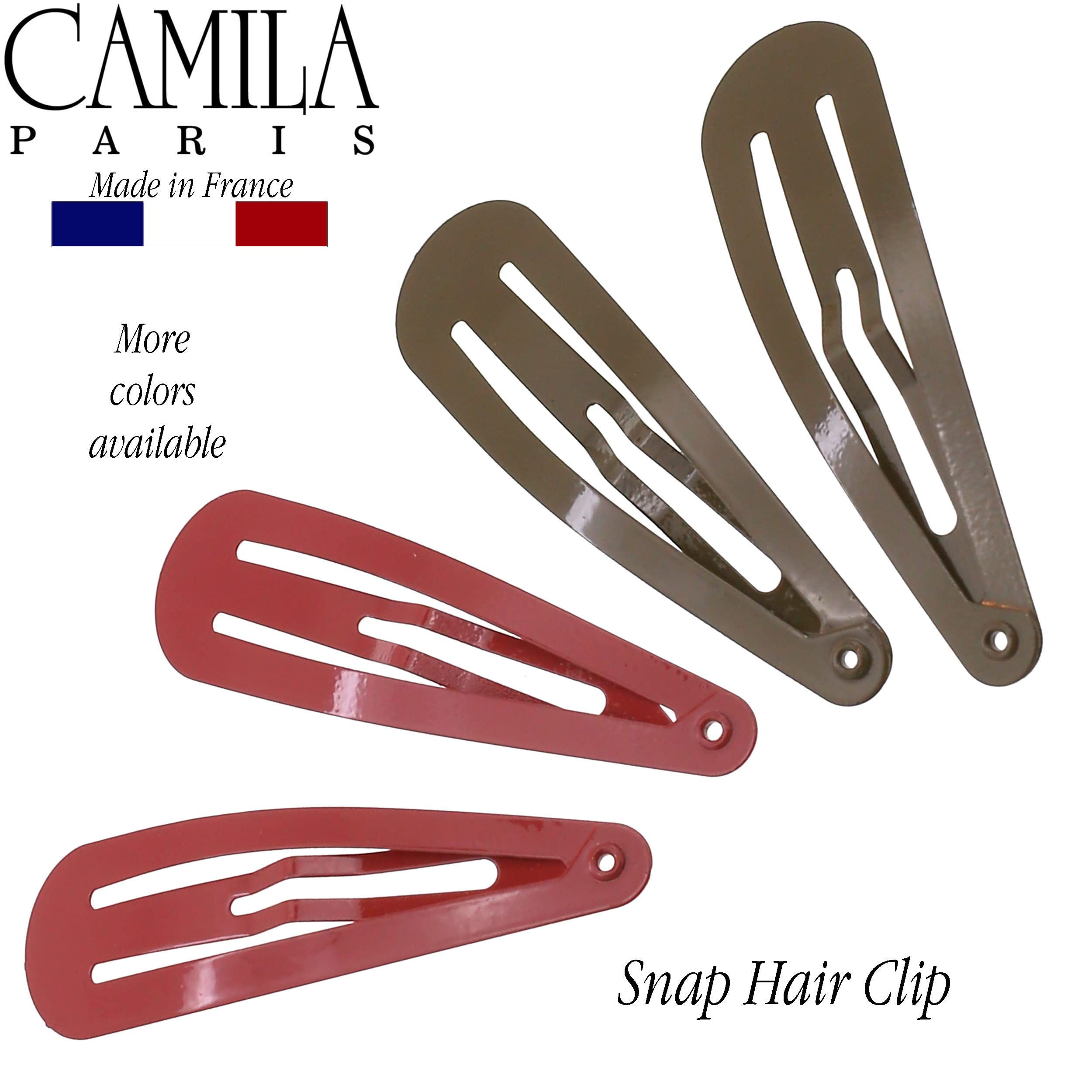 Camila Paris CP1330D French Hair Barrettes - Strong Hold Metal Snap Clips for Women & Girls | No Slip Grip Hair Accessories | Made in France | Perfect for Office, Weddings & Everyday Styling