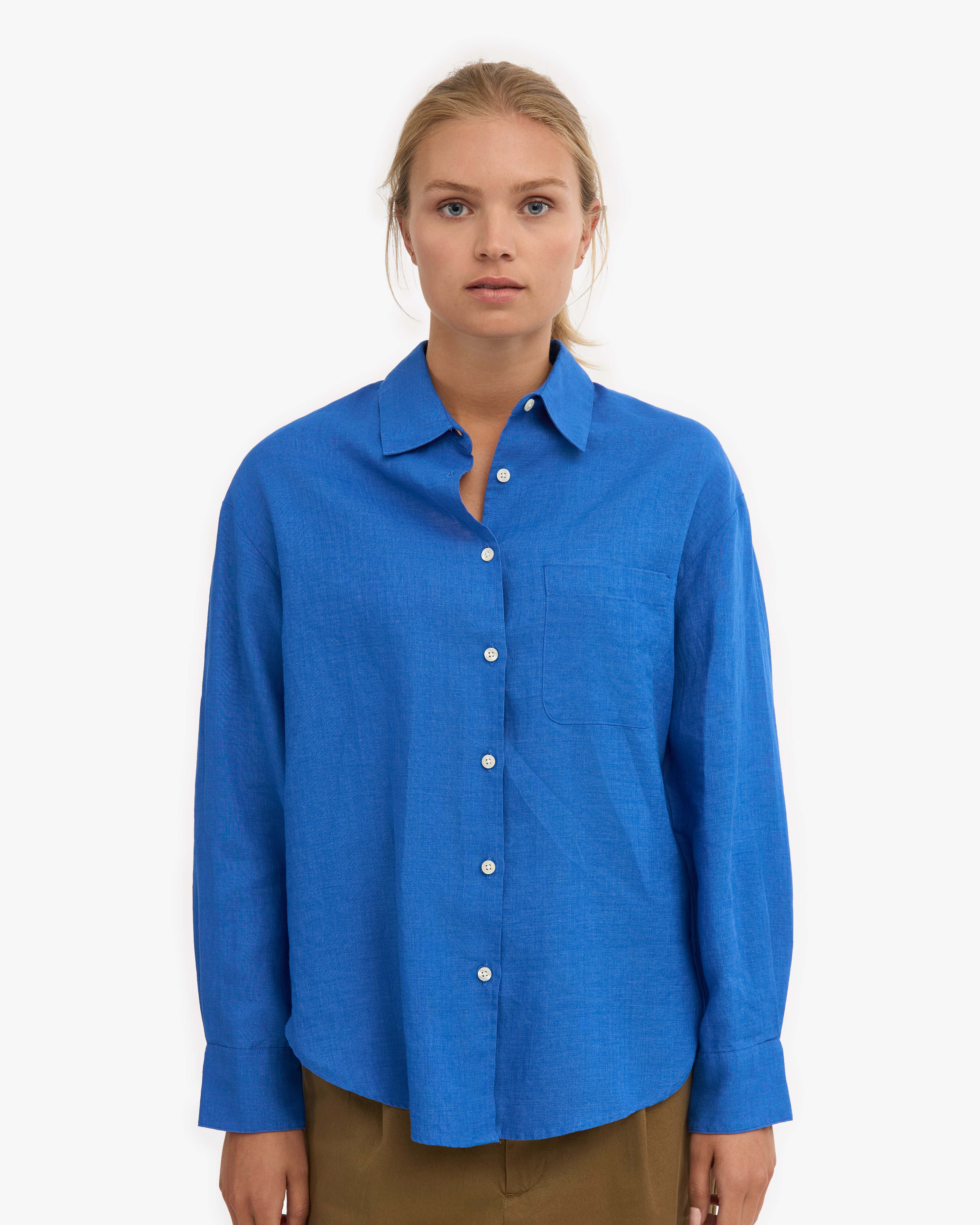 Premium Linen Oversized Shirt for Women - Soft & Breathable Pacific Blue Tunic Top - Perfect for Beach Cover-Up, Summer Outfits & Casual Wear