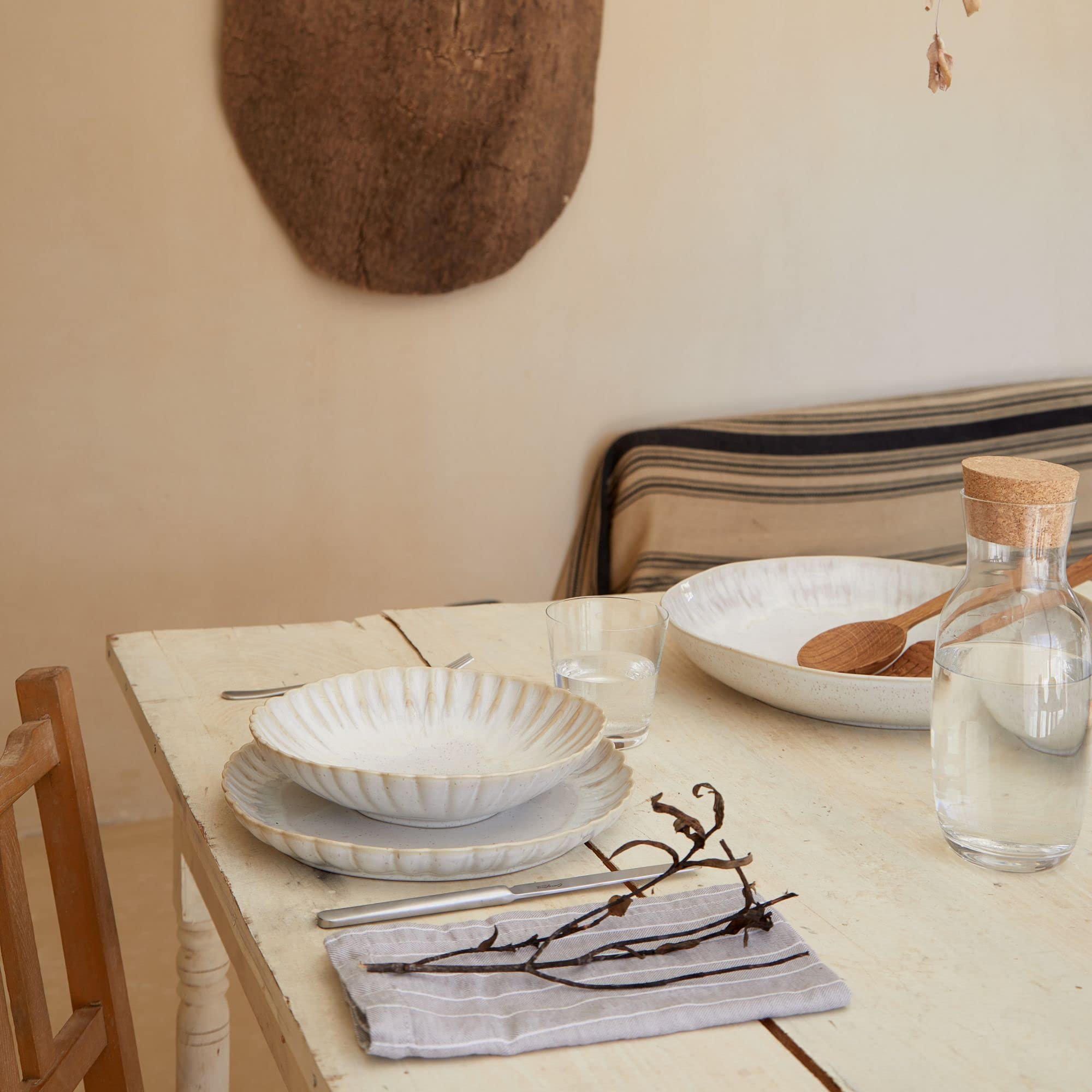 Casafina 15-Inch Ceramic Pasta Bowl - Eivissa Collection, Sand Beige | Microwave & Dishwasher Safe Stoneware | Food Safe Glazed Dinnerware | Restaurant Quality Serving Dish for Pasta, Salad & Soup | Perfect for Family Dinners & Entertaining Guests