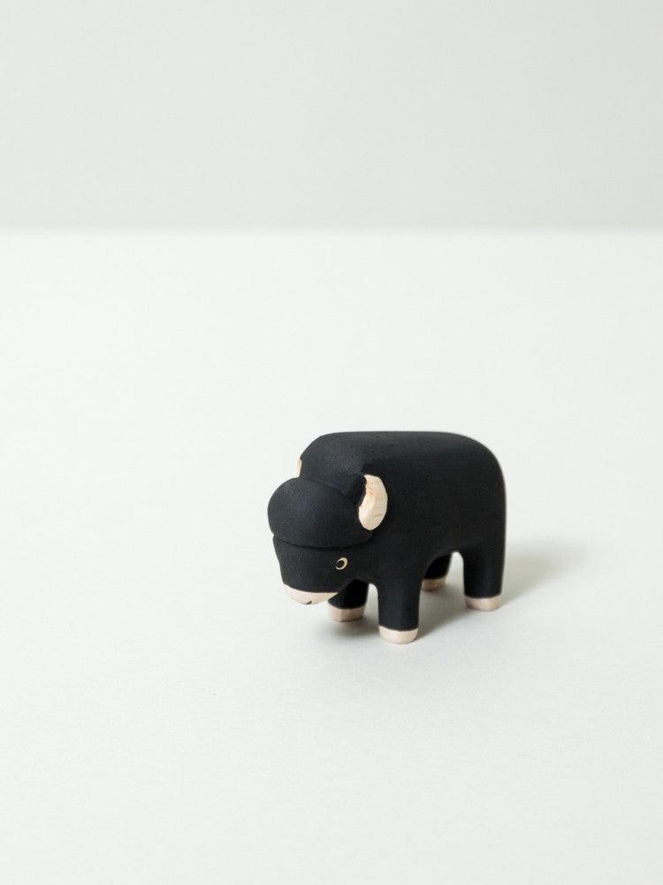 Handmade Wooden Buffalo Animal Figurine - Natural Wood Carving for Home Decor, Nursery, and Farmhouse Style