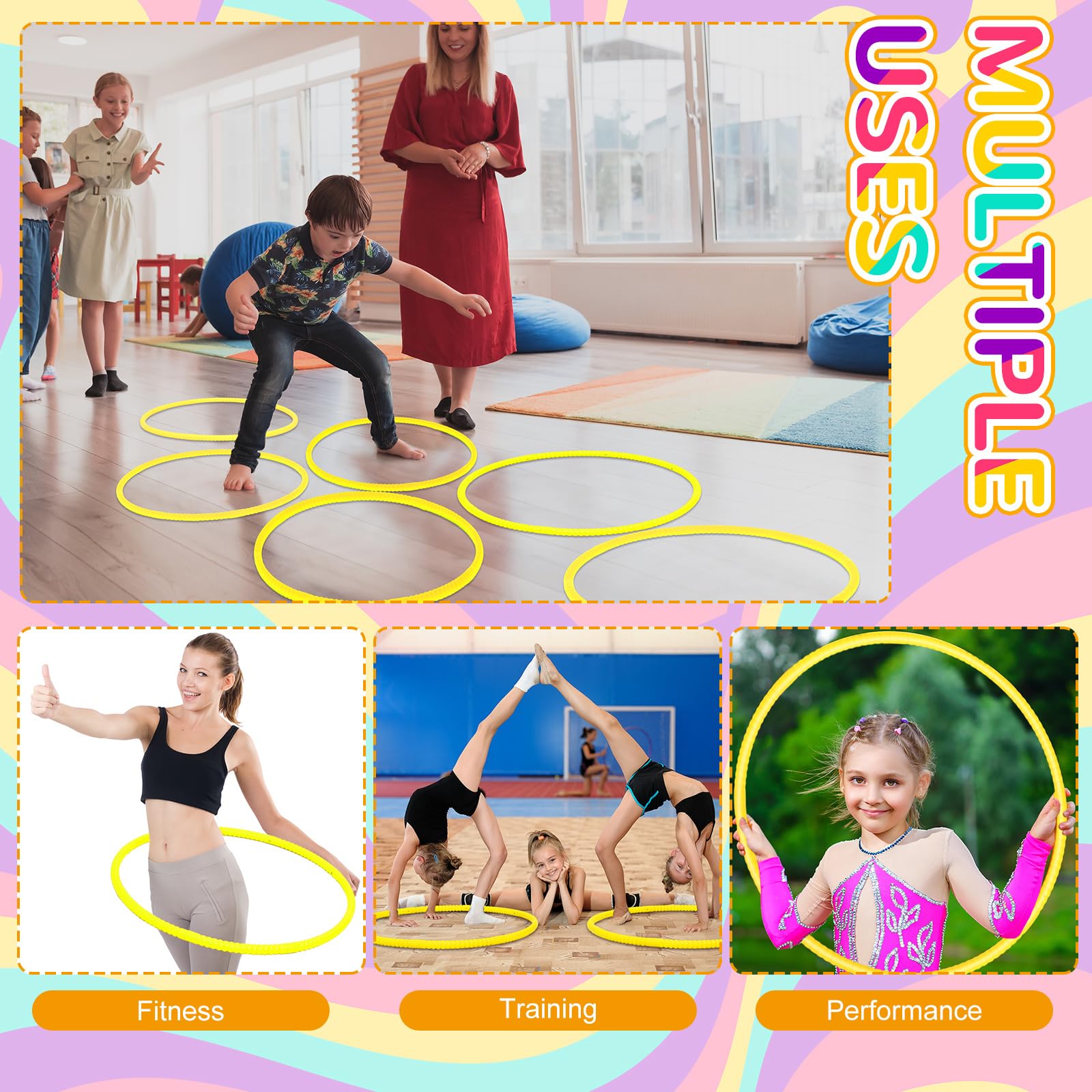 Shappy 6-Pack Adjustable Plastic Hoops for Gym, Play & Dog Agility Training