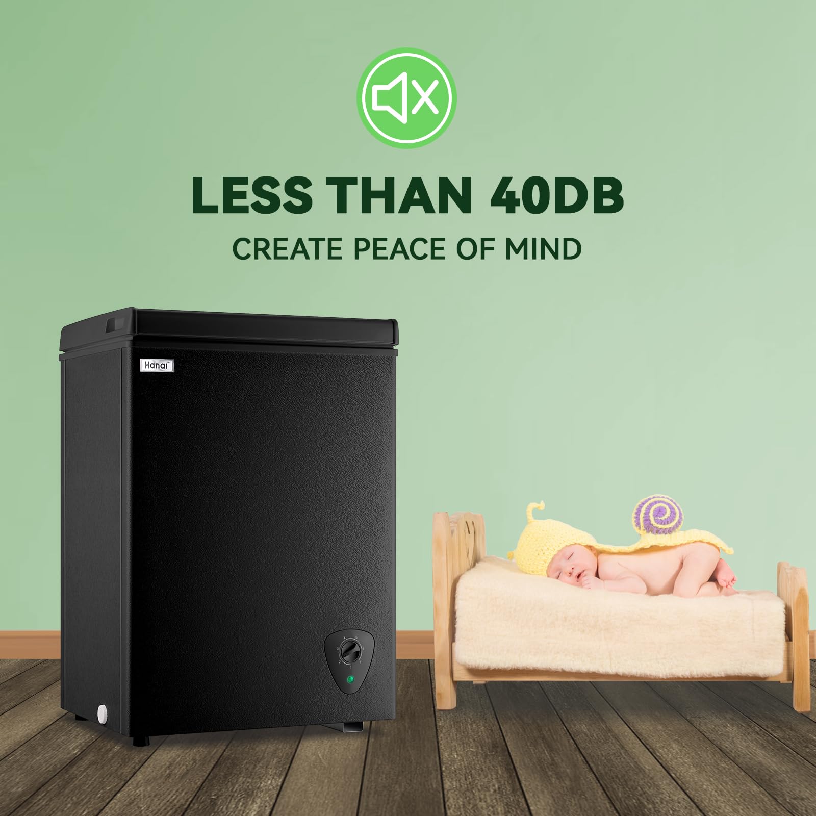 3.5 Cu.Ft Black Chest Freezer - Compact Deep Freezer with Adjustable Thermostat & Removable Basket - Perfect for Garage, Basement, Apartment, Kitchen & Small Business Use