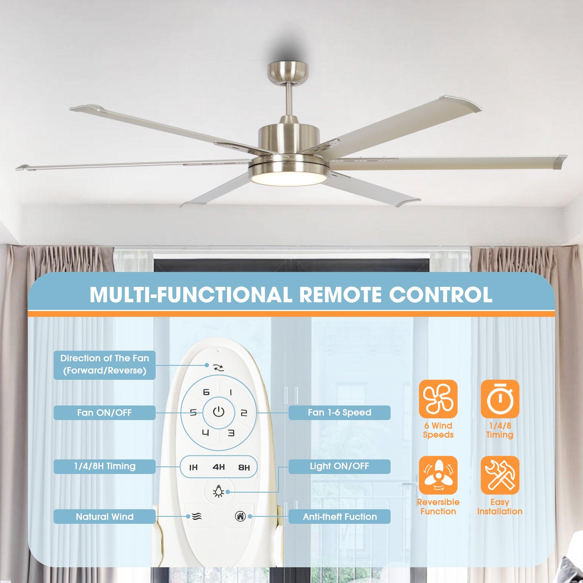 65 Inch Modern Ceiling Fan with DC Motor, LED Light, Remote Control - Quiet & Energy Efficient for Living Room, Bedroom, Patio