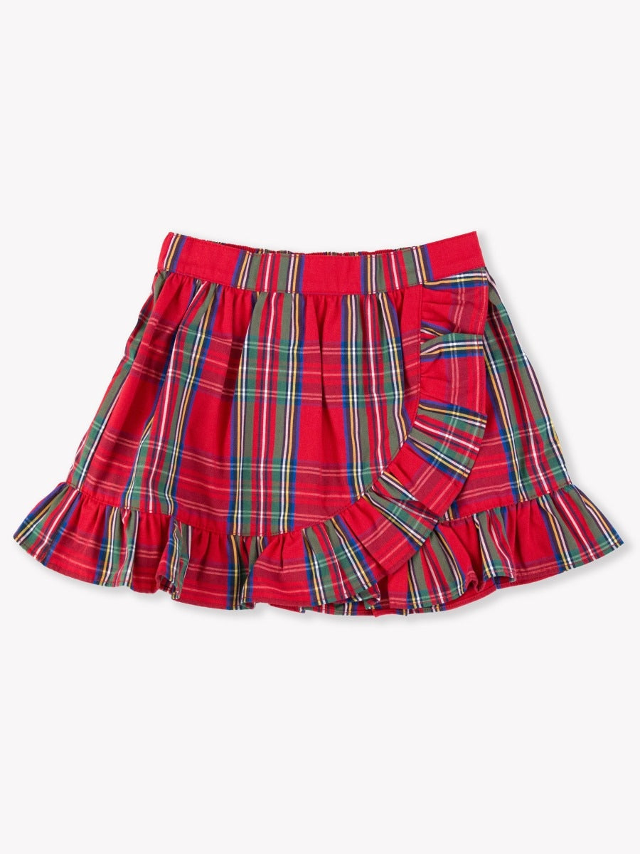 Stylish Ruffle Wrap Skirt - Festive Tis the Season Plaid Pattern | Perfect for Holiday Parties, Christmas Gatherings & Winter Fashion