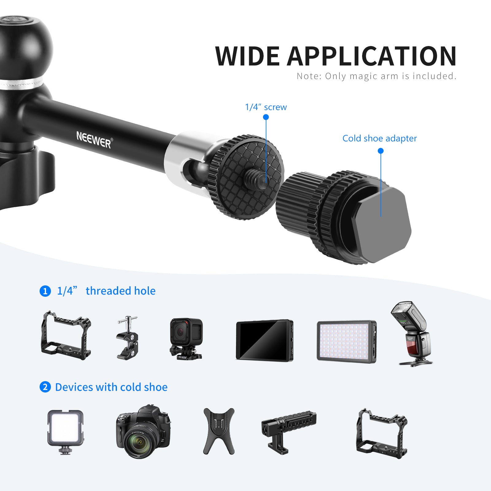 NEEWER ST20 Adjustable Articulating Magic Arm - Flexible Camera Mount for DSLR, Smartphone, and Lighting - Perfect for Photography, Videography, and Studio Setups