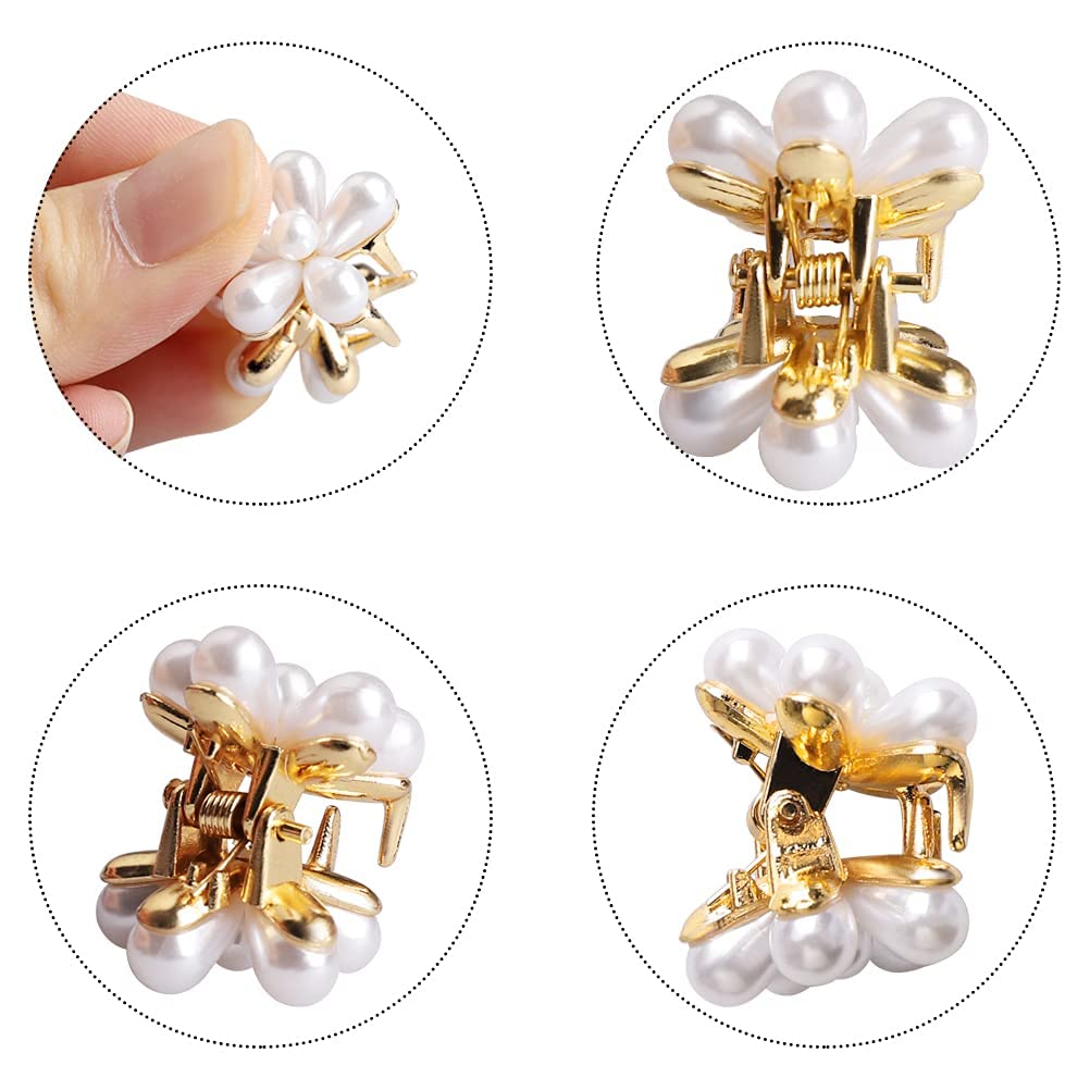 10pcs Mini Pearl Claw Clips - Retro Daisy Flower Hair Clips with Sweet Artificial Bangs - Elegant Hair Accessories for Women & Girls - Perfect for Bridal, Party & Everyday Hairstyles