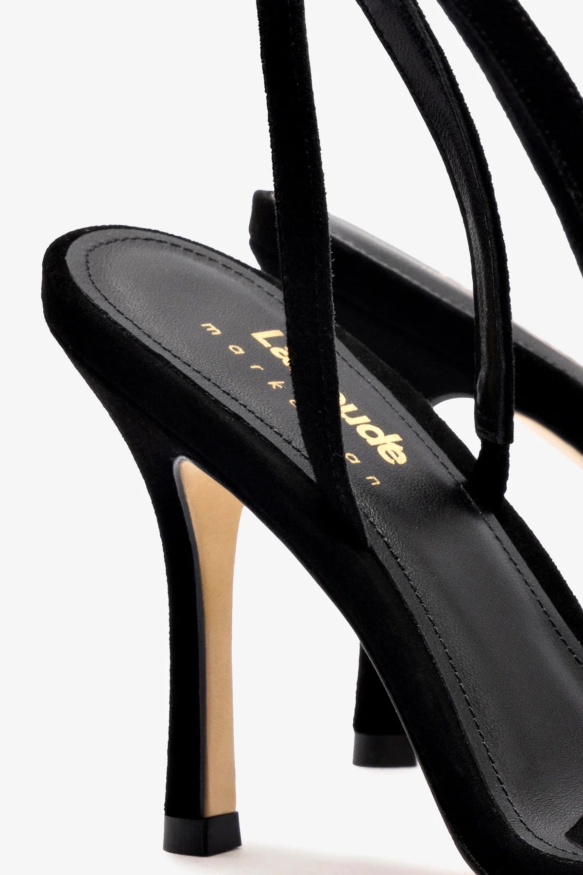 Larroudé x Markarian Black Suede Sandals for Women | Elegant & Comfortable Summer Shoes | Perfect for Weddings, Parties & Casual Outings