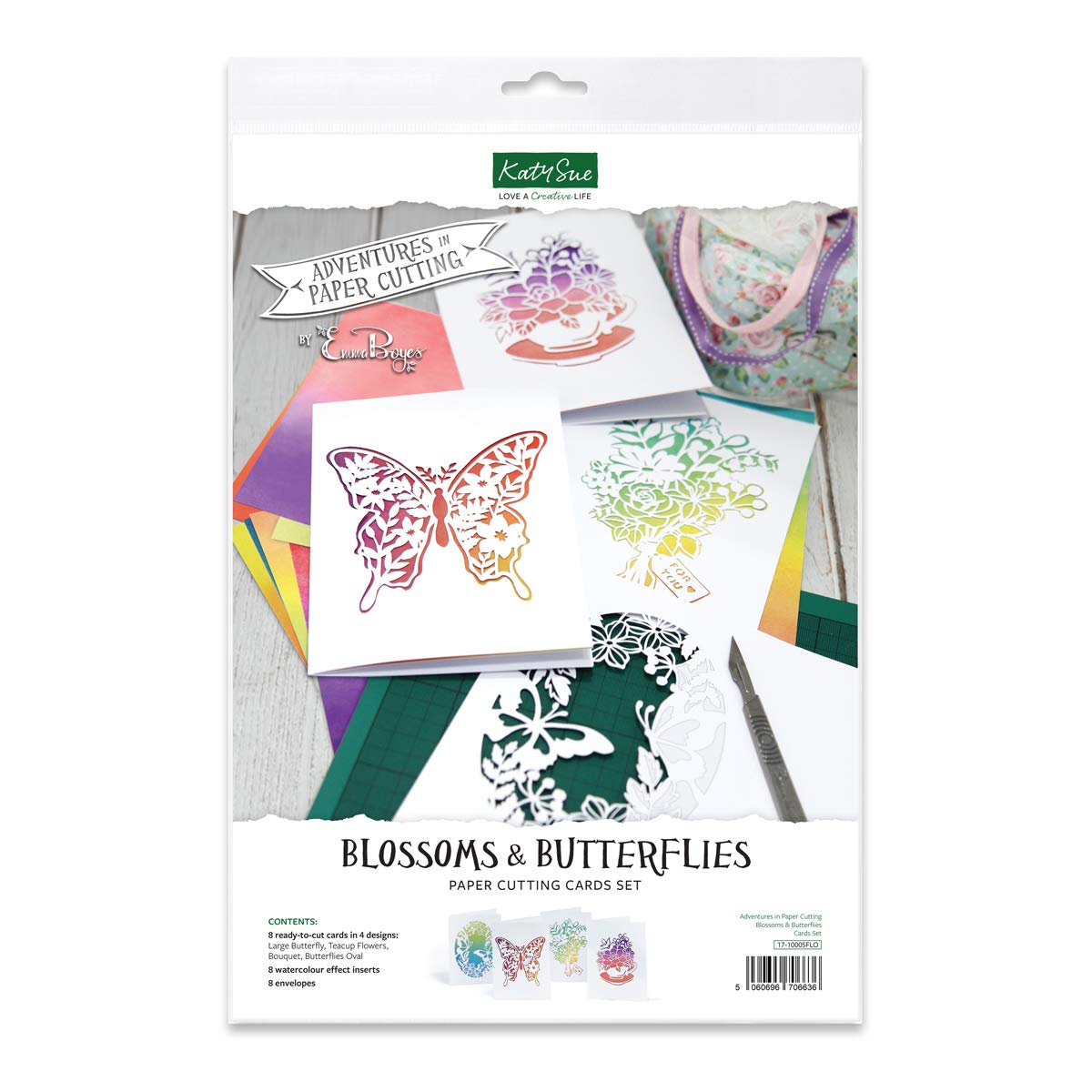 Paper Cutting Adventure | Flower & Butterfly Card Set | 4 Stunning Ready-to-Cut Designs by Emma Boyes | Perfect for DIY Crafts, Scrapbooking & Home Decor
