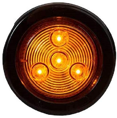 Buyers Products 5622202 2 Inch Amber Round LED Marker Clearance Light Kit with Grommet - 4 Super Bright LEDs for Trucks, Trailers & Heavy Equipment Safety Lighting