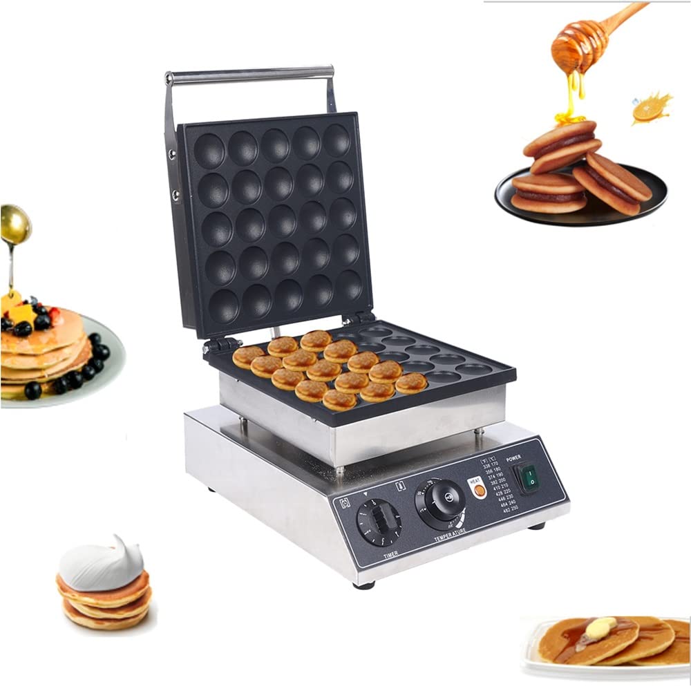 Double Sided Mini Pancake Maker Machine - 110V 1850W Commercial Pancake Maker with 25pc Accessories for Bakery, Home, Restaurant & Snack Bar - Perfect for Breakfast, Brunch & Dessert Making