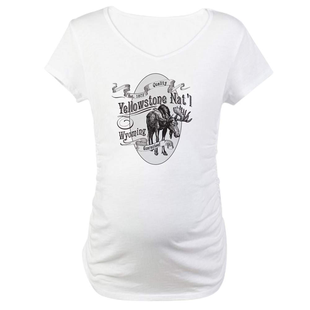 Yellowstone Vintage Moose Maternity T-Shirt for Women - Comfortable Pregnancy Tee for National Park Lovers & Outdoor Adventures