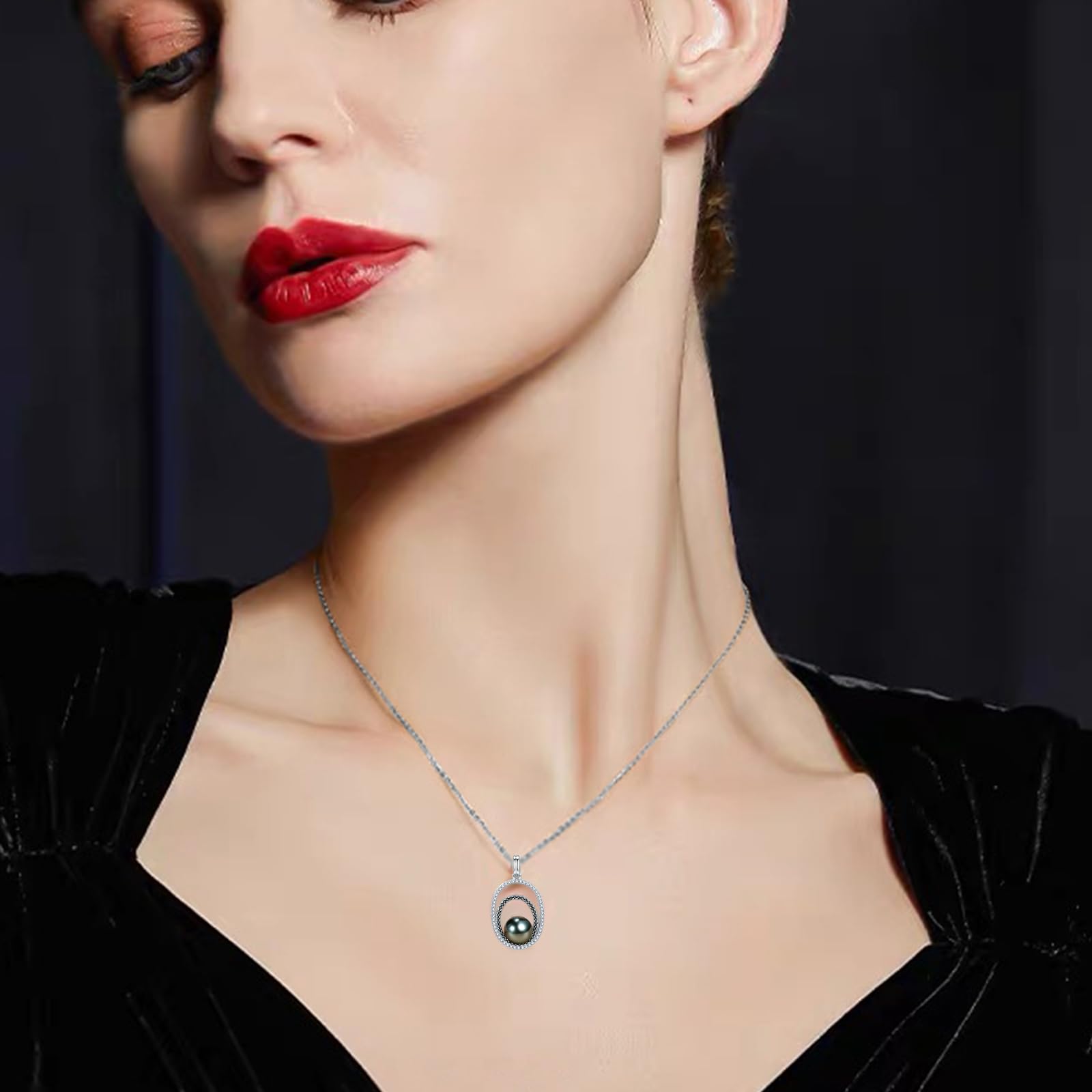 Tahitian Black Pearl Necklace for Women - Elegant Jewelry Gift for Wife, Girlfriend, Mom - Perfect for Wedding Anniversary, Birthday, Valentine's Day, Mother's Day & Christmas (Ideal for Date Nights, Special Occasions & Formal Events)