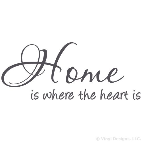 Home is Where The Heart is Quote Vinyl Wall Decal Sticker - Removable Home Decor Art in Dark Gray (35in x 14in) - Perfect for Living Room, Bedroom & Nursery Wall Decor