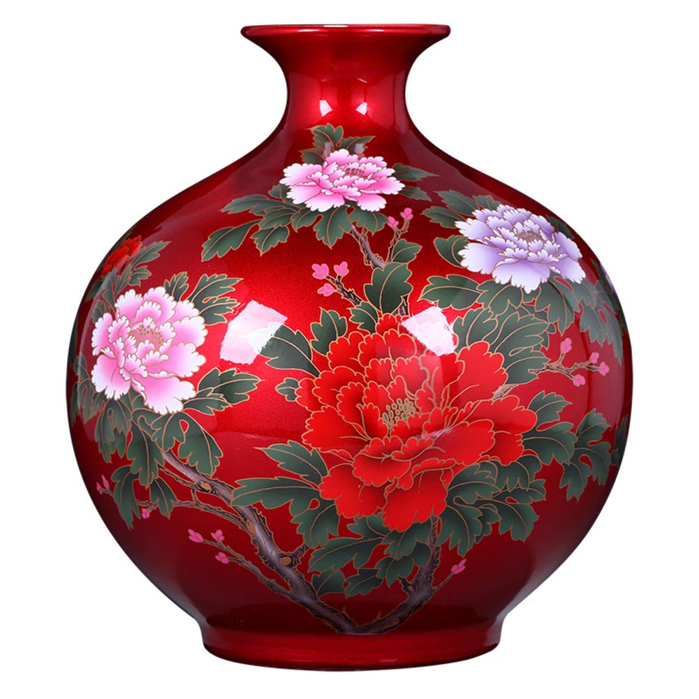 Antique Chinese Porcelain Flower Vase - Handcrafted Ceramic Vase with Colorful Traditional Design for Home Decor, Living Room, Office & Wedding Centerpiece