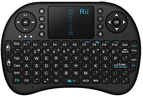 Rii I8 Mini 2.4Ghz Wireless Touchpad Keyboard with Built-in Mouse - Compatible with PC, Tablet, Xbox 360, PS3, Android TV Box, HTPC, IPTV (Black) - Perfect for Home Entertainment & Smart TV Control