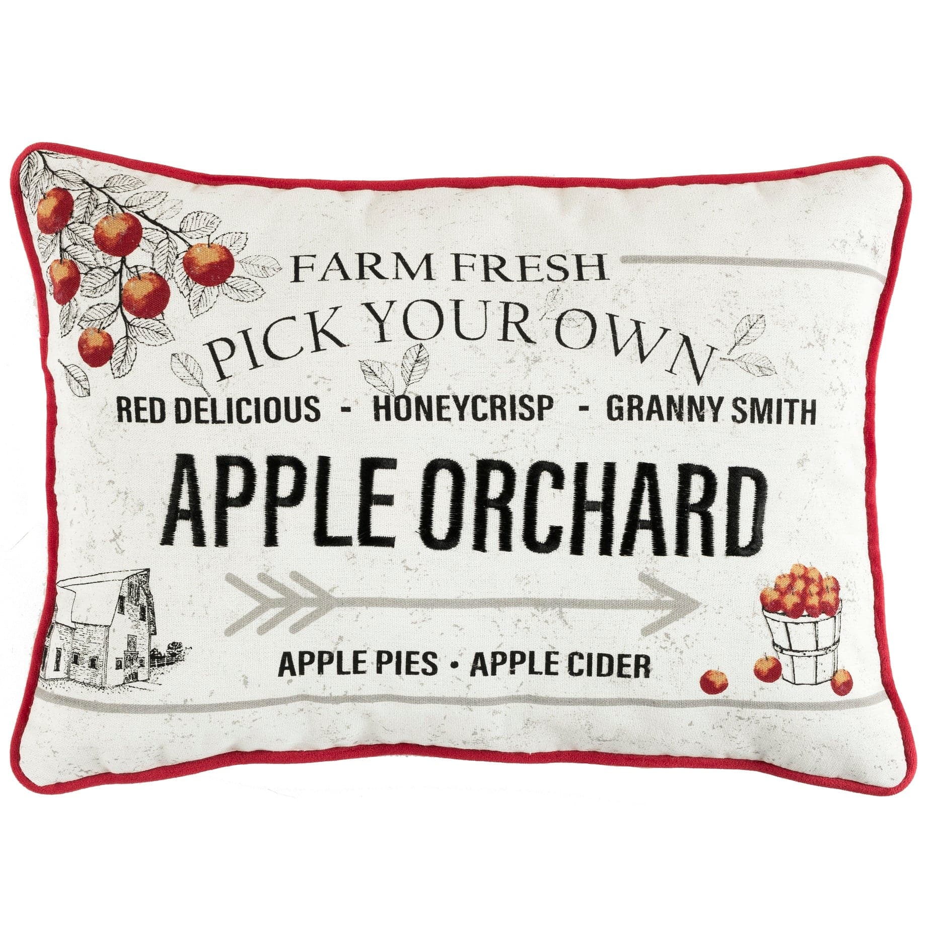 Apple Orchard Themed Decorative Throw Pillow Cover - Farmhouse Fall Home Decor for Couch, Bed, Sofa - Perfect for Autumn, Thanksgiving & Cozy Seasonal Styling