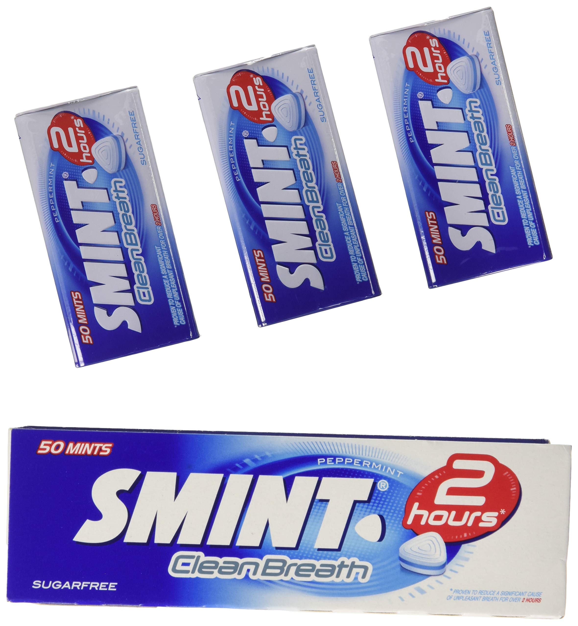 Smint Sugar Free Mints - Long Lasting 2 Hour Fresh Breath, 50 Count XXL Peppermint Flavor - 12 Pack Tins | Perfect for Office, Travel & After Meals