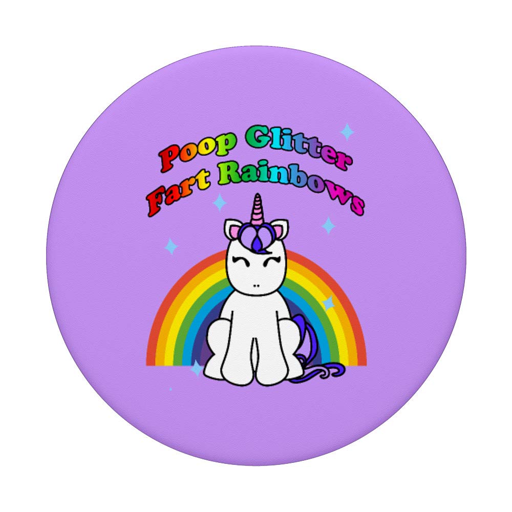 Poop Glitter Fart Rainbows Unicorn PopSockets PopGrip - Swappable Phone Grip for iPhone & Android | Funny Potty Humor Gift for Teens & Adults | Perfect for Phone Accessories, Gag Gifts & Prank Presents
