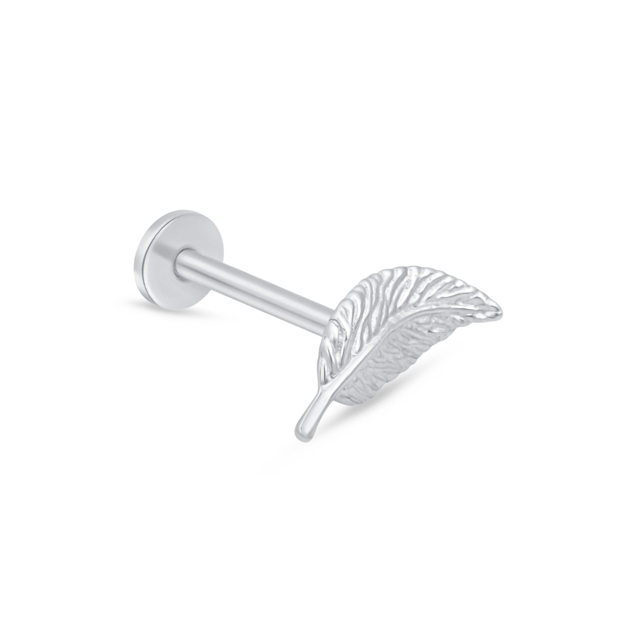 14k White Gold Leaf Flat Back Stud Earrings - Elegant Nature-Inspired Jewelry for Women, Perfect for Everyday Wear, Parties & Special Occasions