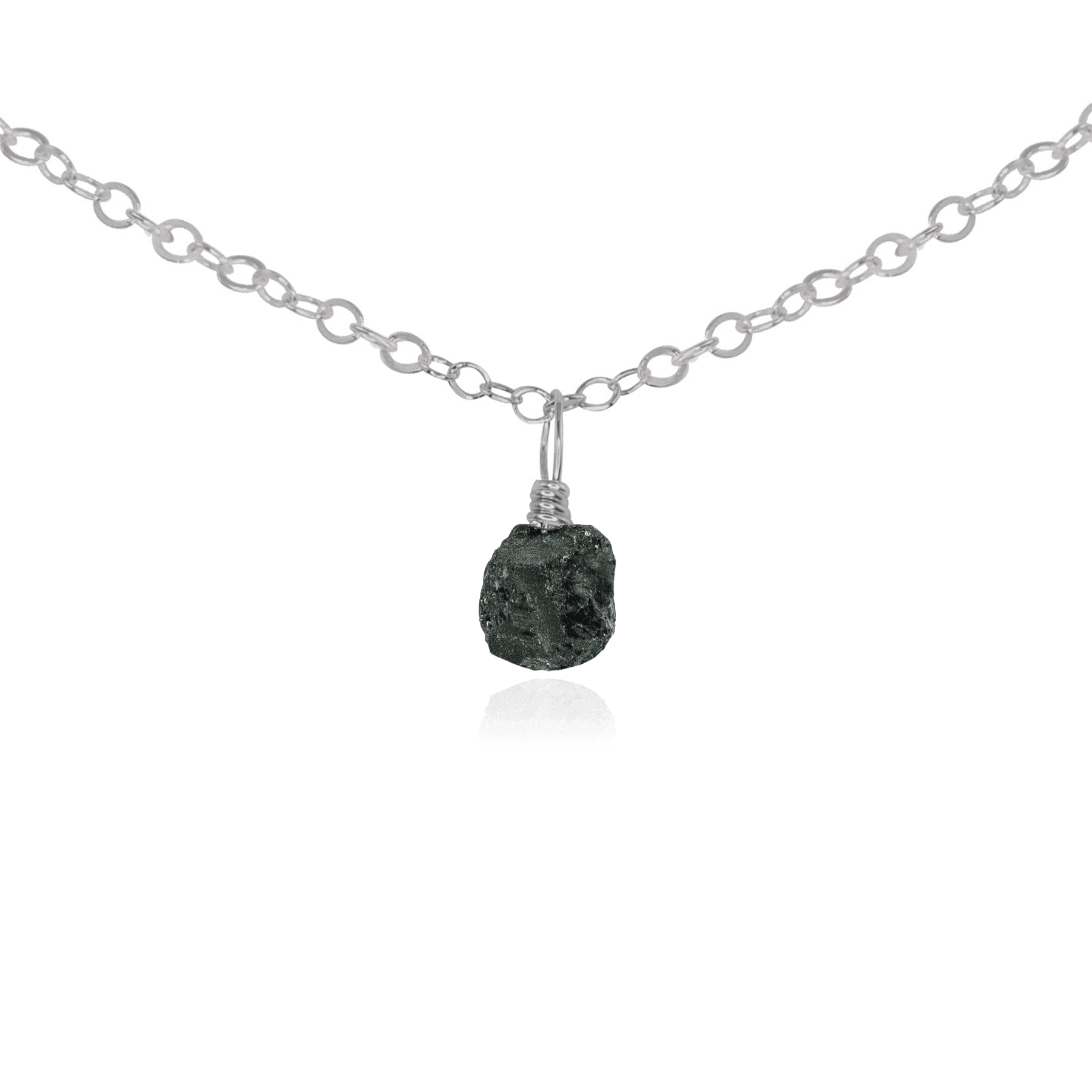 Tiny Rough Black Tourmaline Gemstone Pendant Choker Necklace - Natural Healing Crystal Jewelry for Protection & Energy Cleansing | Perfect for Meditation, Yoga & Spiritual Practices