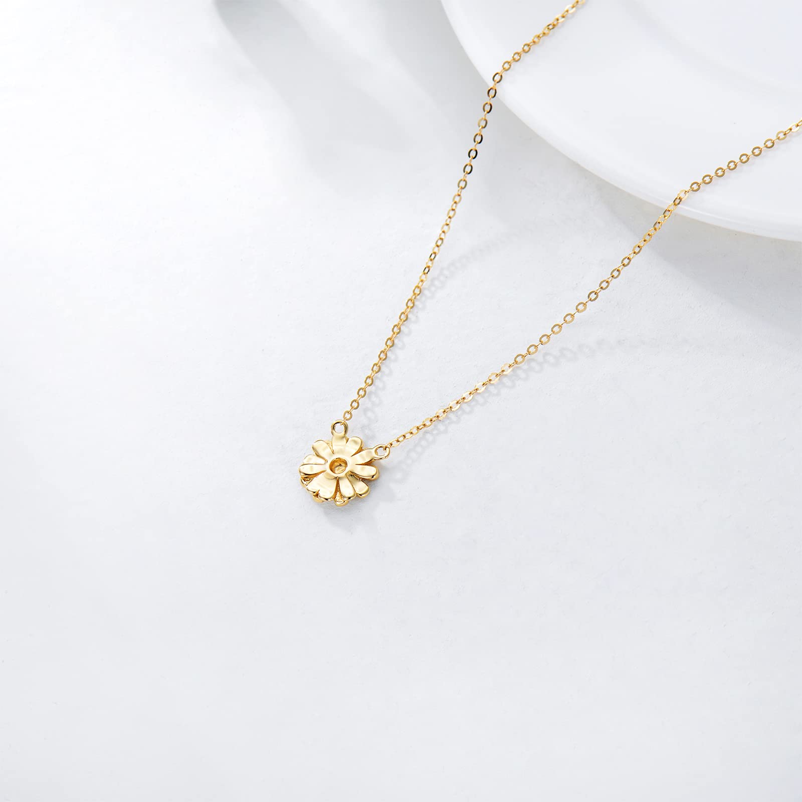 14K Solid Gold Flower Pendant Necklace for Women - Elegant Floral Jewelry Gift for Wife, Mother, Girlfriend - Perfect for Birthday, Anniversary, Mother's Day - Everyday Wear & Special Occasions