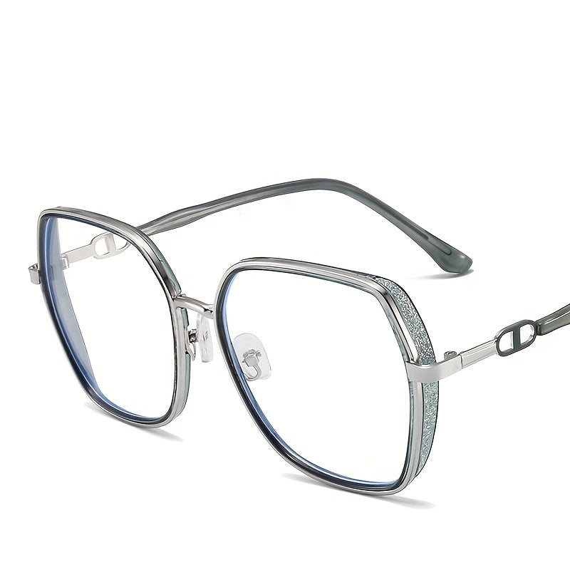 Women's Fashion Large Frame Glitter Anti Blue Light Glasses for Computer, Gaming & Screen Time Protection - Stylish & Comfortable Eyewear for Work & Daily Use
