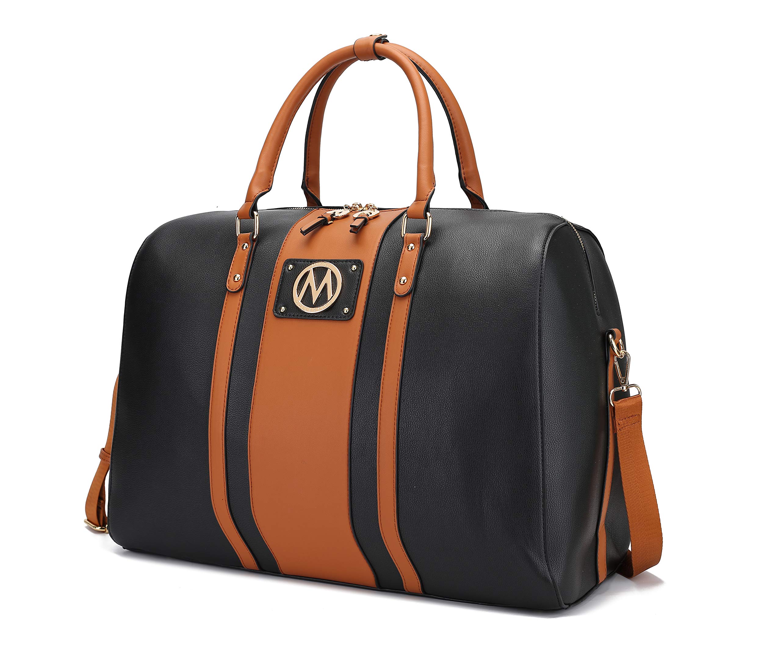 MKF Collection Women's Vegan Leather Duffle Bag - Large Weekender Overnight Bag for Travel, Gym, Hospital & Sleepover | Carry-on Luggage & Spacious Tote for Weekend Getaways, Workouts & Business Trips