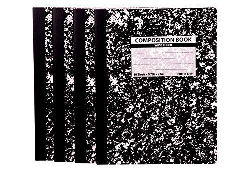 Mintra Office Composition Notebooks - 4 Pack, Wide Ruled for School & Work