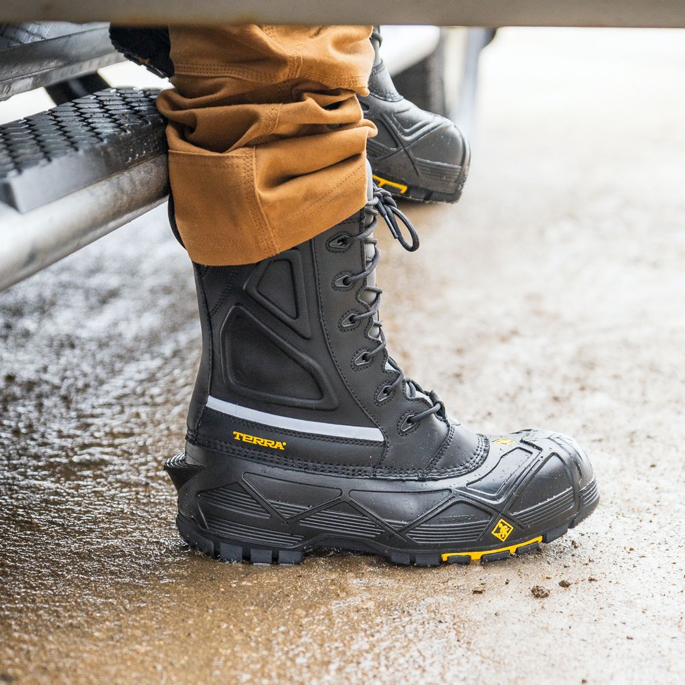 Terra Crossbow Waterproof Winter Safety Boots with Composite Toe - Black 915605 | Slip-Resistant Work Boots for Construction, Hiking & Outdoor Activities