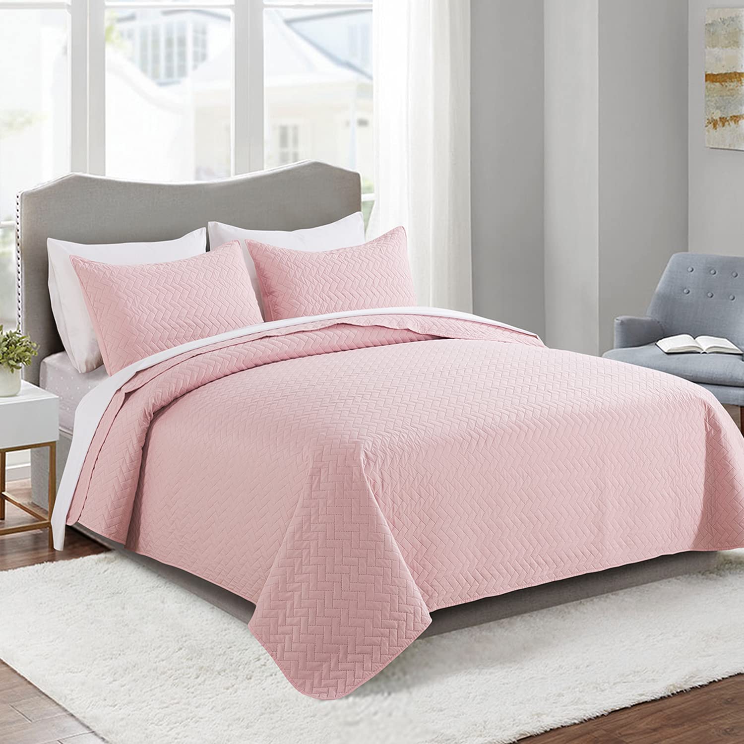 MERRY HOME King Quilt Set - 3-Piece Lightweight Summer Bedding for Hot Sleepers (92
