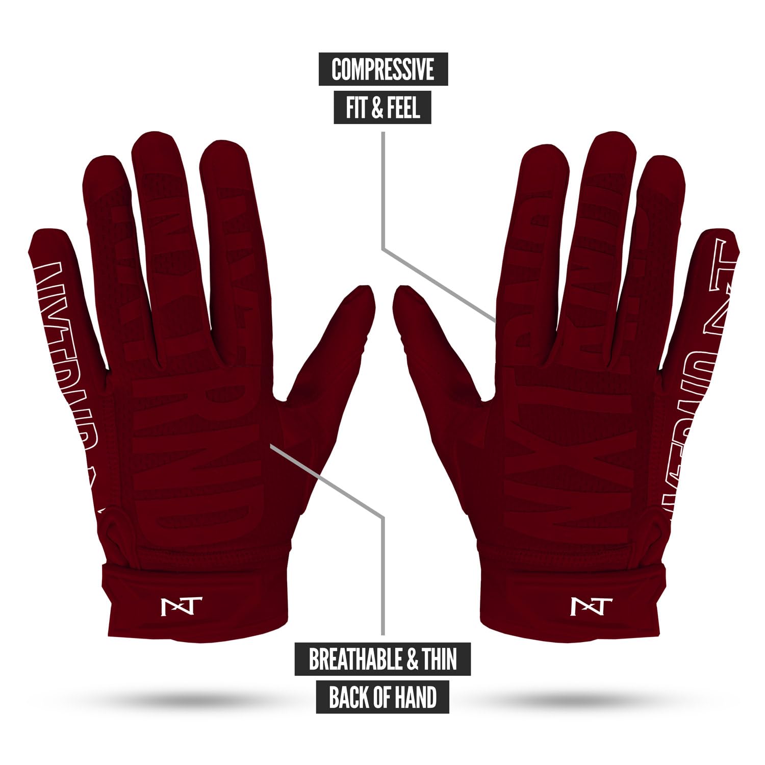 Nxtrnd G2 Football Gloves for Men - Ultra Sticky Grip Elite Receiver Gloves for Training & Games - Perfect for Wide Receivers, Quarterbacks & Skill Players in Football Matches