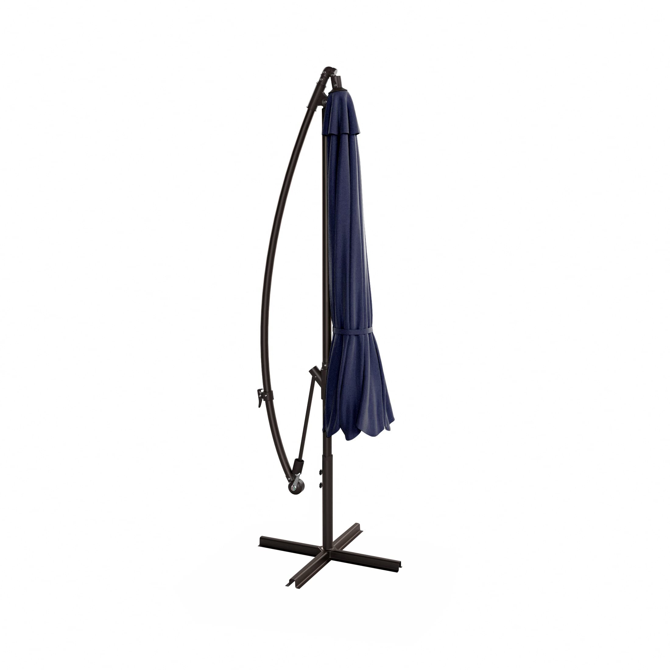 10ft Outdoor Patio Cantilever Umbrella with Stand - 2 Piece Hanging Shade Kit for Backyard, Poolside & Garden Relaxation | WO Home Furniture