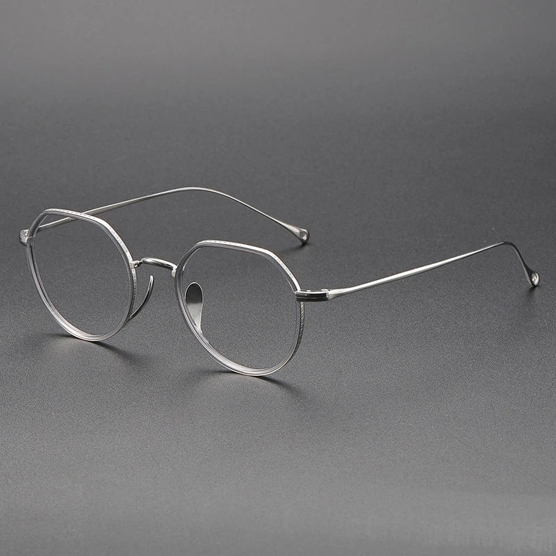 Black Titanium Round Flat Top Eyeglasses for Women - K7310 | Lightweight & Durable Frame for Everyday Wear, Office, and Reading
