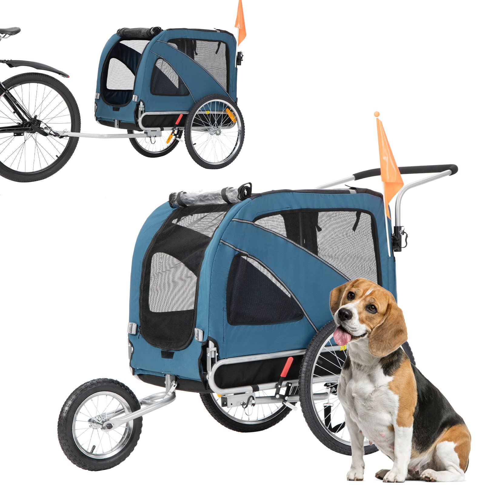 Durable Dog Bike Trailer for Medium Dogs - Easy Connect/Disconnect to Bicycles with Safety Tether | Collapsible for Storage | Perfect for Cycling Adventures & Outdoor Travel with Pets
