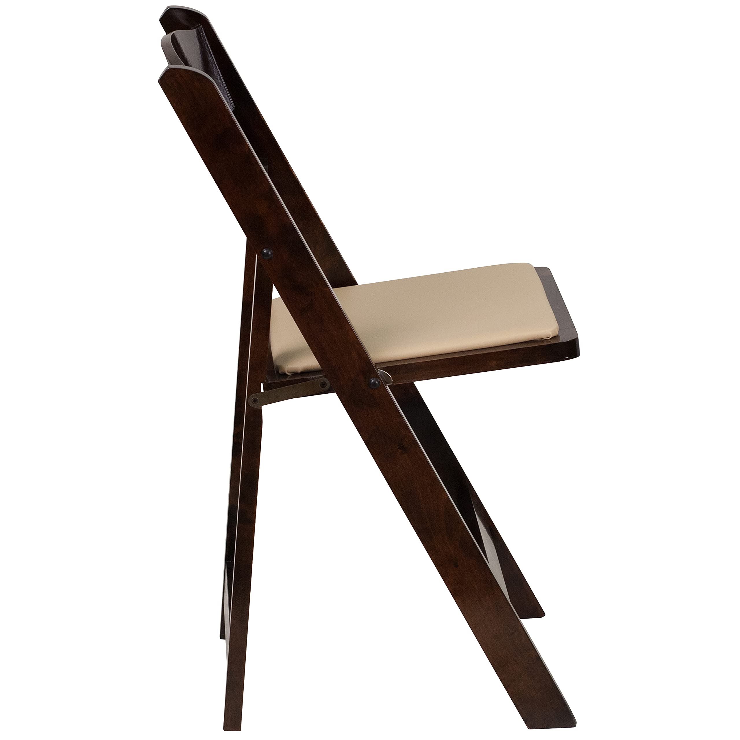 EMMA + OLIVER 2 Pack Wood Folding Chairs with Vinyl Padded Seat - Fruitwood Finish, Sturdy & Comfortable for Indoor Outdoor Events, Parties, Weddings, Picnics and Camping