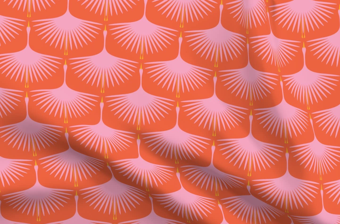 Mid Century Bright Pink Coral Retro Traditional Abstract Birds Printed Minky Fabric Fat Quarter - Soft Plush Sewing Material for Baby Blankets, Quilt Backing & DIY Crafts - Perfect for Nursery Decor, Home Sewing Projects & Gift Making