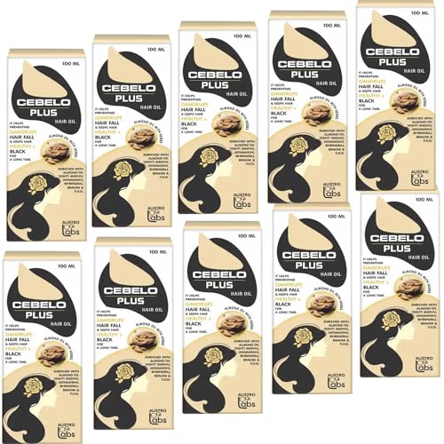 CEBELO PLUS Hair Growth Oil with Almond Oil - 100% Natural & Nourishing Treatment for Thicker, Stronger Hair - 10 Pack (100ml Each) - Perfect for Daily Use, Styling & Scalp Care