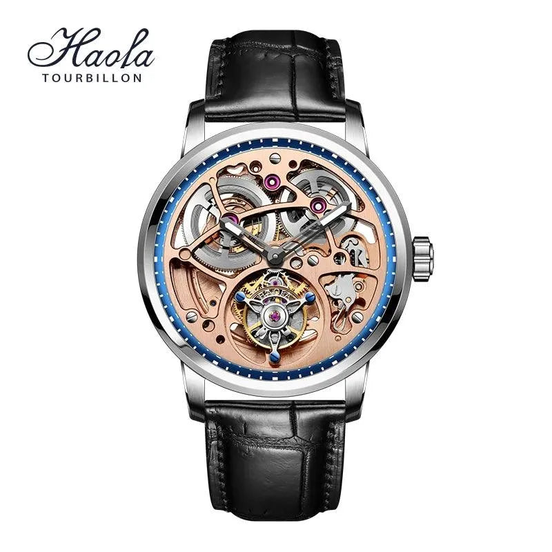 Haofa Genuine Automatic Tourbillon Mechanical Watch for Men - Sapphire Crystal, Hollow Design, Luxury Automatic Movement - Perfect for Business, Formal Events & Gift Giving