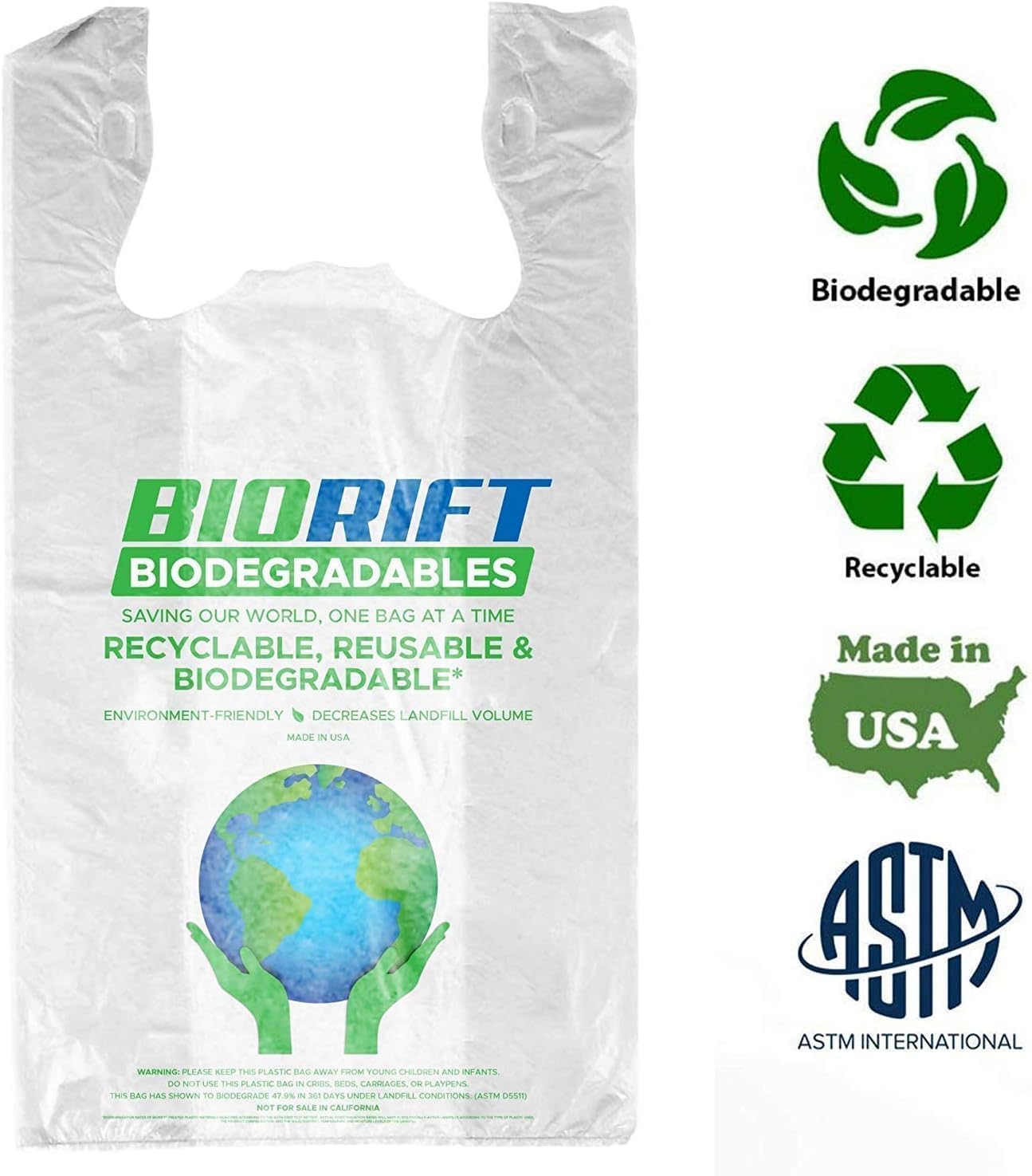 Eco-Friendly Biodegradable Thank You Bags - 1000 Pack Bulk | Extra Thick & Durable Reusable Shopping Bags | 100% Compostable for Grocery, Restaurant & Supermarket Use | 12” x 6.5” x 22” Plastic-Free Bulk Bags | Perfect for Retail Stores, Takeout Orders & Eco-Conscious Shoppers