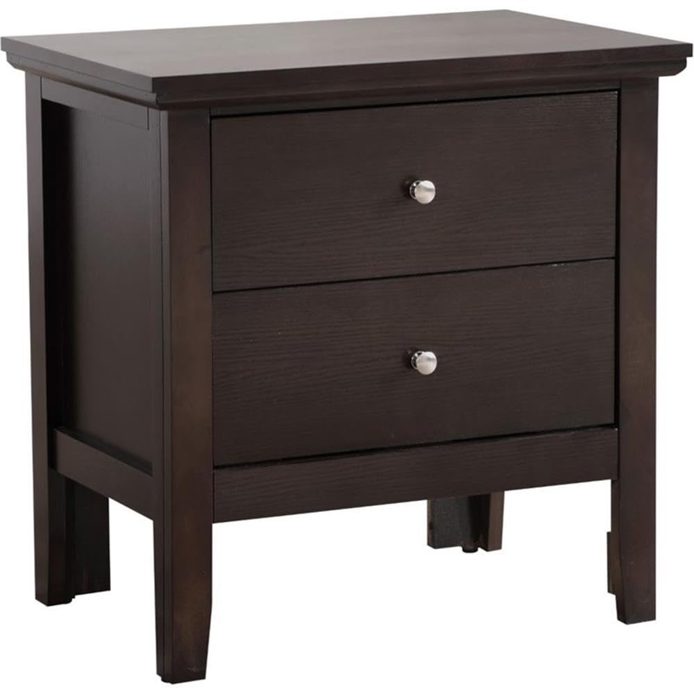 Glory Furniture Primo 2-Drawer Nightstand in Espresso Finish - Modern Bedside Table with Storage for Bedroom, Living Room & Guest Room