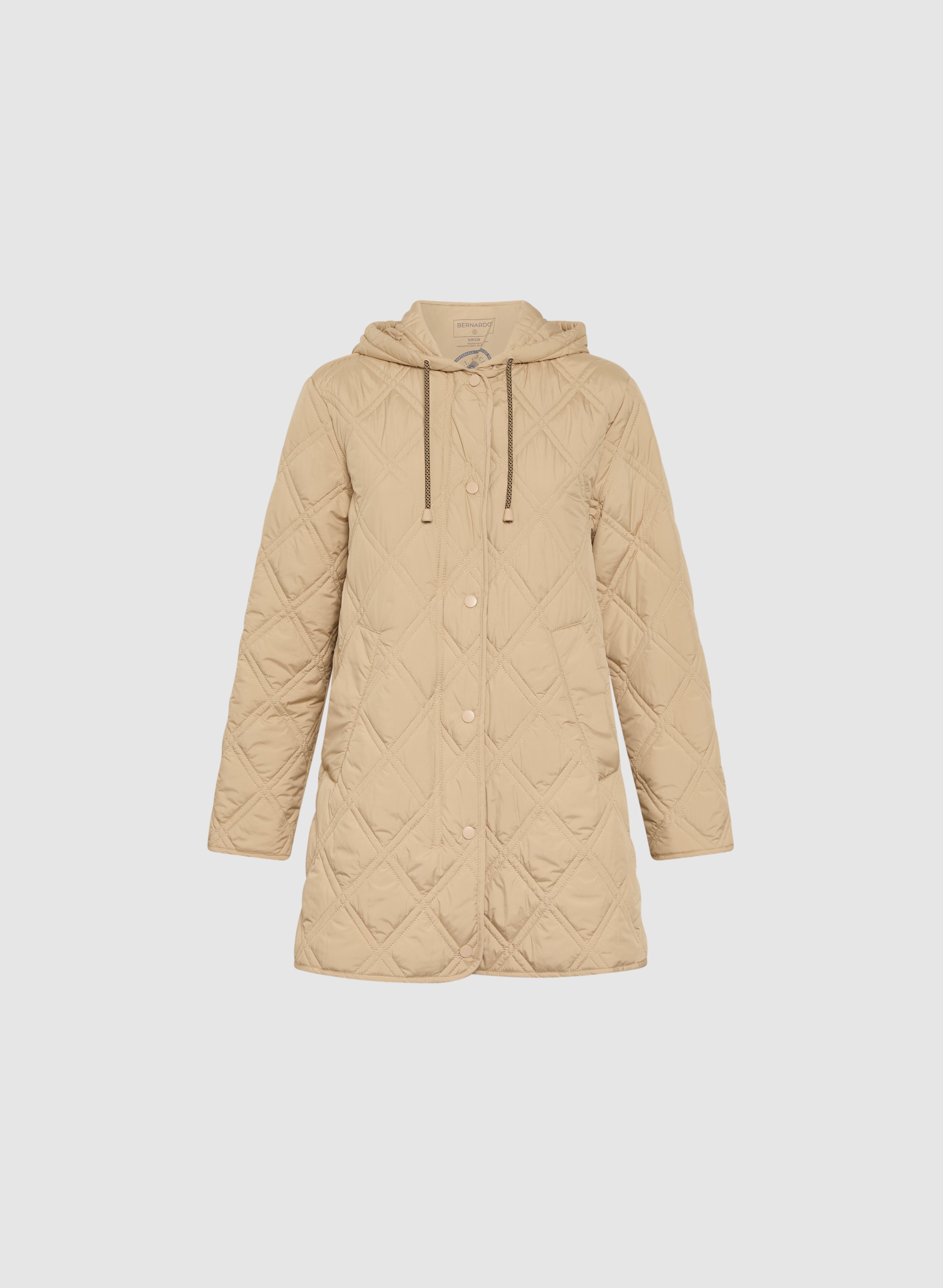 Bernardo Hooded Quilted Coat for Women - Lightweight Winter Jacket with Warm Faux Fur Lining | Perfect for Cold Weather, Outdoor Activities & Casual Wear