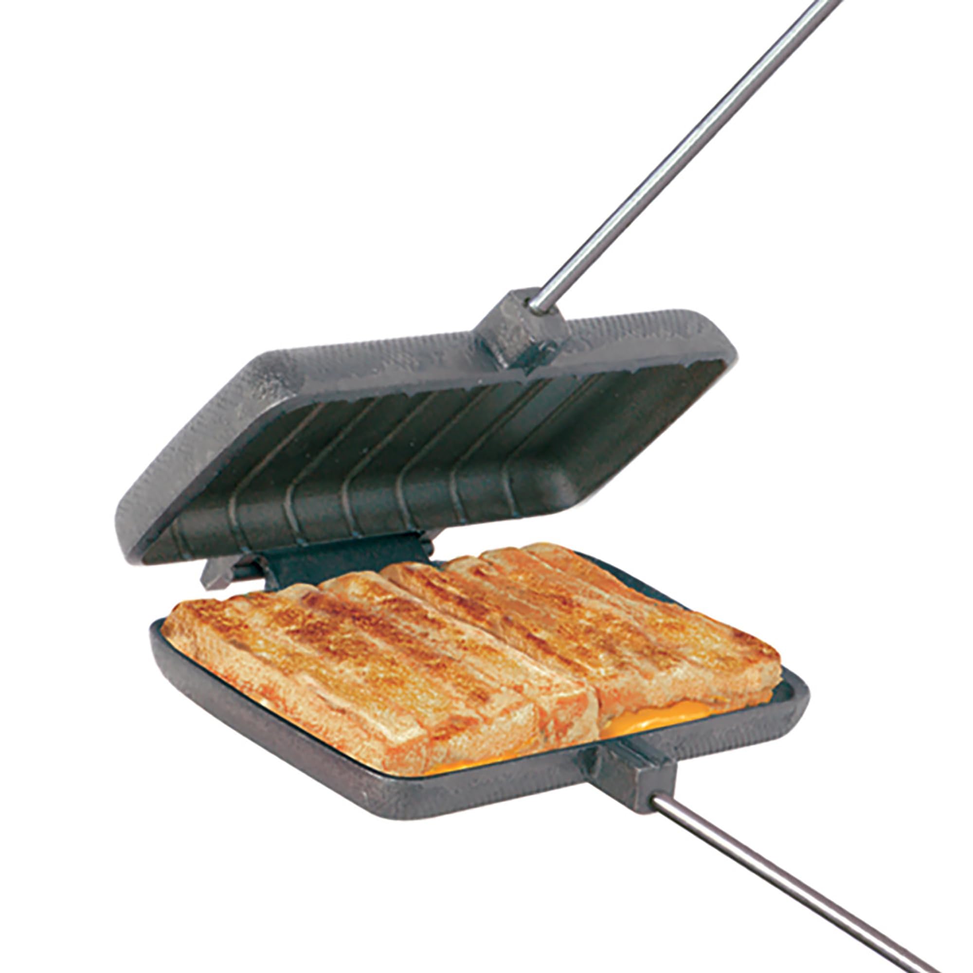 Rome Industries 1605 Double Pie Iron with Steel & Wood Handles - Campfire Pie Maker for Outdoor Cooking, Camping & Backyard BBQs