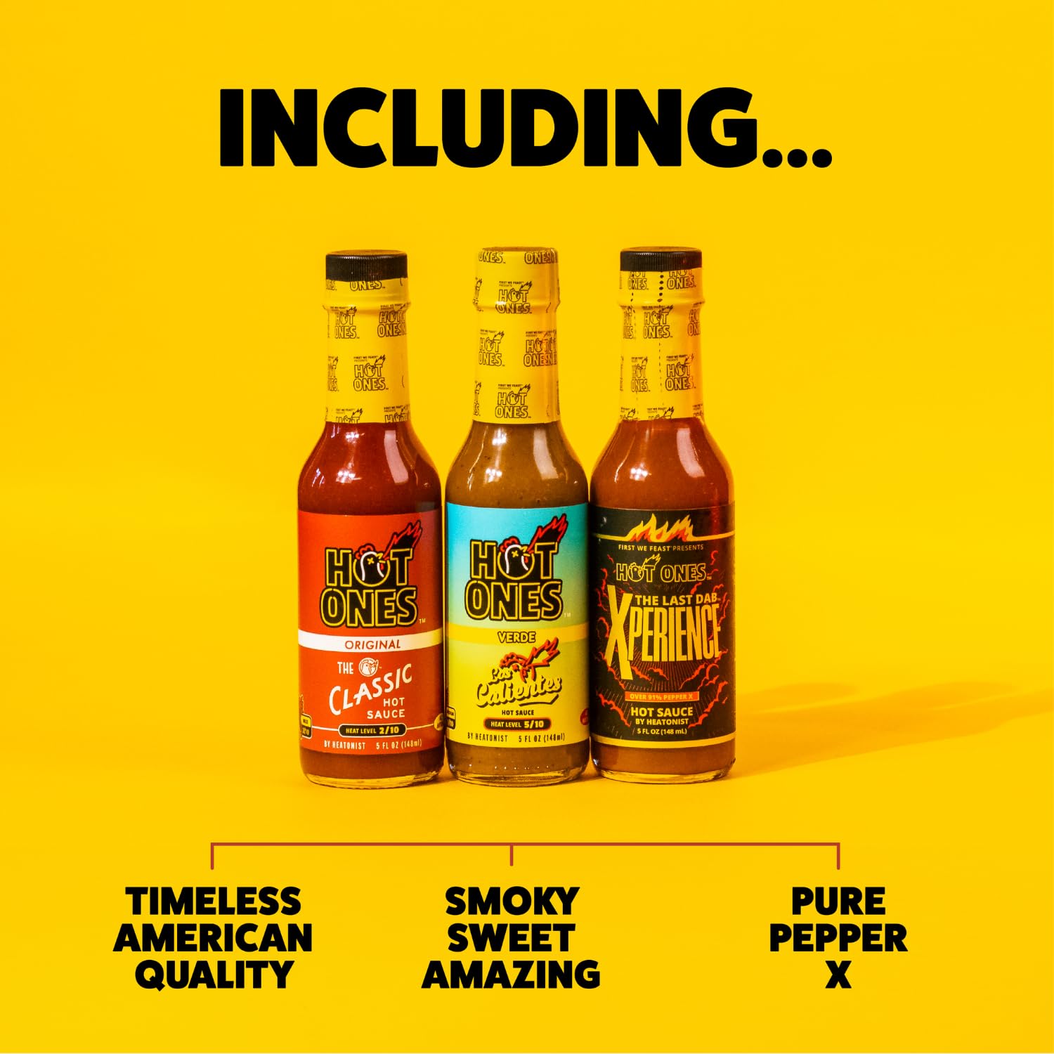Hot Ones Season 25 Hot Sauce Gift Set - 10-Pack Small Batch Hot Sauce Variety Pack (5 fl oz Bottles) - Natural Ingredients, Unique Spicy Gifts for Hot Sauce Lovers - Perfect for Hot Wings Challenge, BBQ Parties & Foodie Gifts