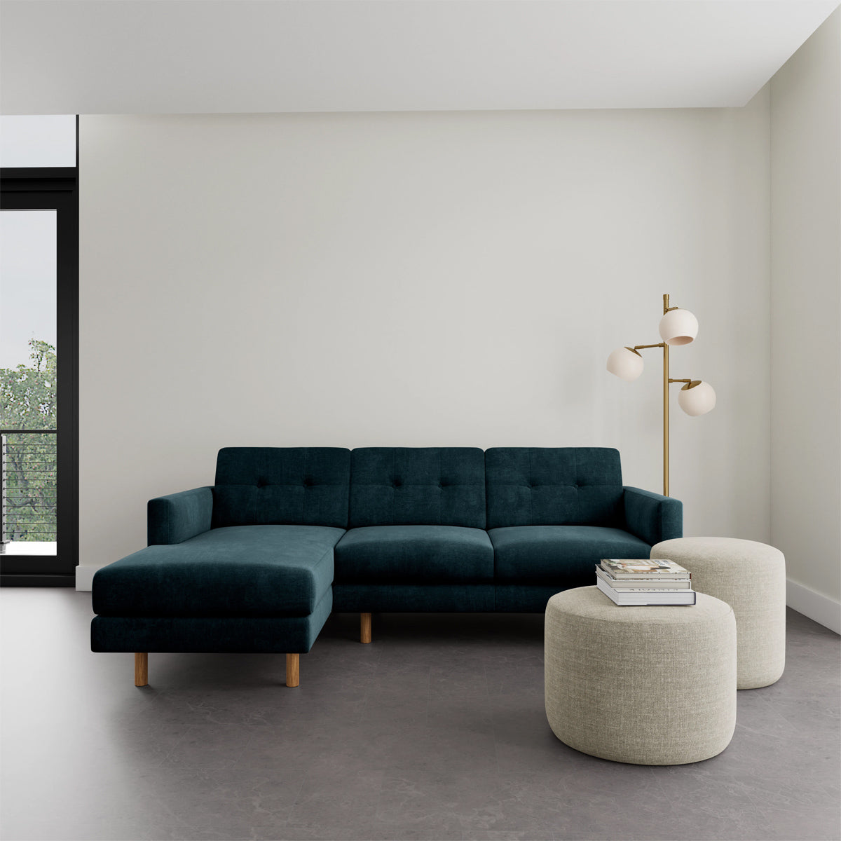 Conrad Fabric Left Chaise Sofa - Modern L-Shaped Sectional Couch with Reversible Chaise Lounge for Living Room, Apartment & Home Theater Comfortable Seating