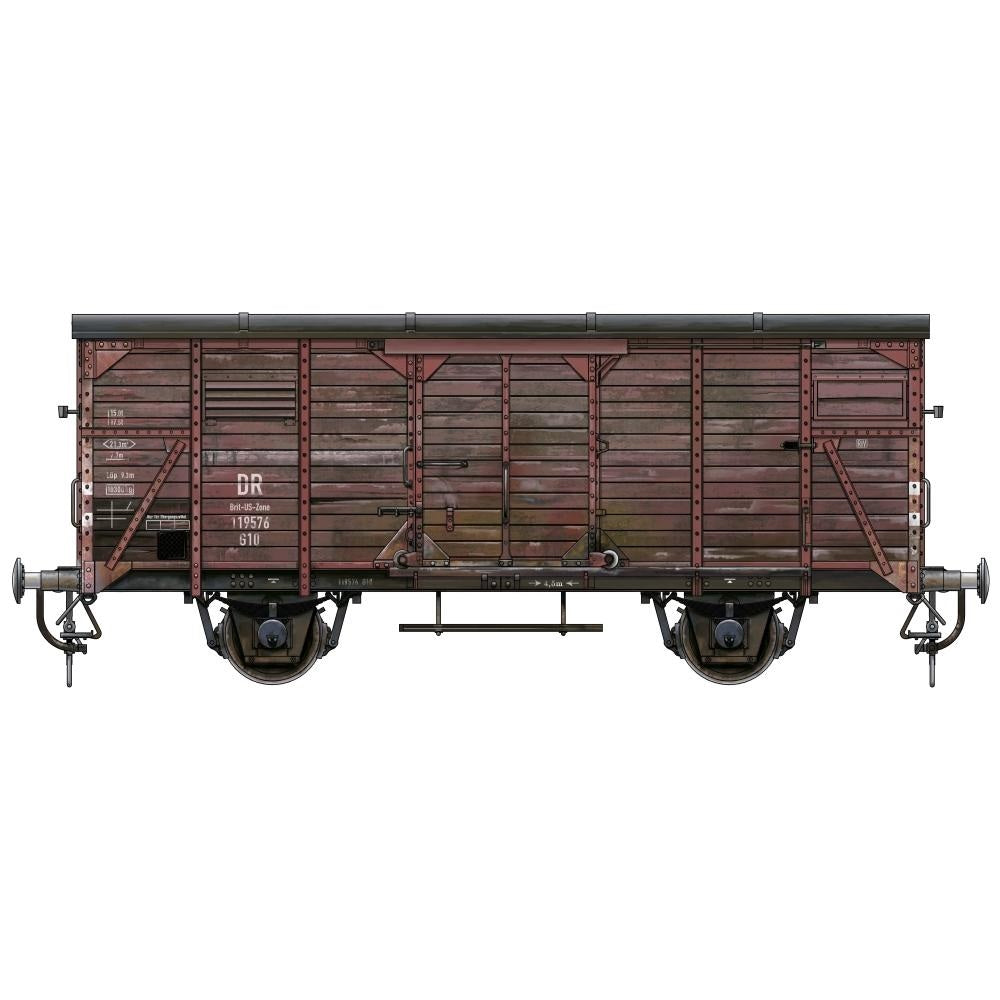 AK Interactive 35502 1/35 Scale German Railway Covered G10 Wagon Model Kit - Perfect for WWII Military Train Dioramas & Historical Model Railroad Displays