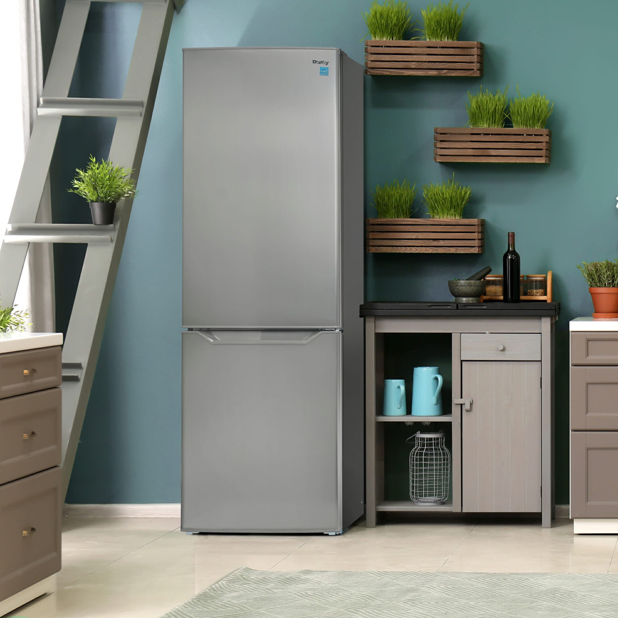 Danby DBMF100B1SLDB 10.3 cu ft Compact Refrigerator - Stainless Steel Bottom Freezer for Apartments, Dorms & Small Spaces